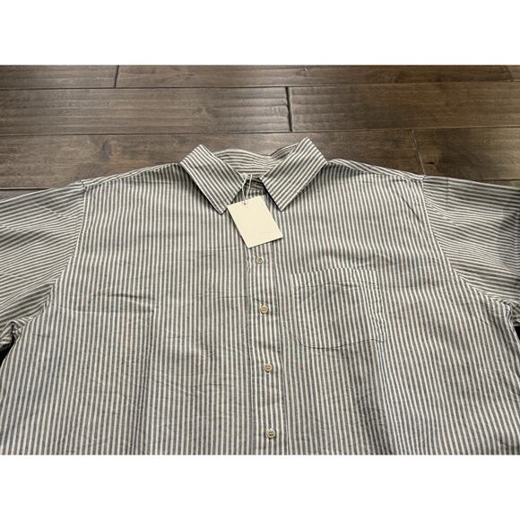 MOIA Womens Navy Stripe Box Shirt Button Up Long Sleeve One Size Shirt NWT $168 - Picture 4 of 9